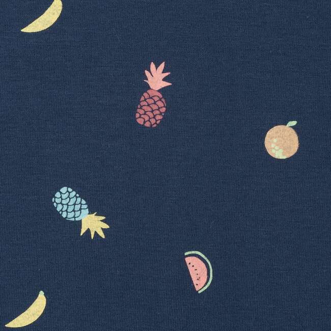 Kids Fruit Print Knit Buttondown, Navy Blue - Button Downs - 3