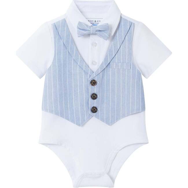 Infant Pinstripe Vest & Short Set, Chambray - Mixed Apparel Set - 3
