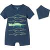 Infant Crocodile Graphic Knit Romper & Bib, Navy - Rompers - 1 - thumbnail