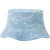 Infant Blue Linen Woven Romper & Hat, Shark Print - Rompers - 3