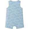 Infant Blue Linen Woven Romper & Hat, Shark Print - Rompers - 5