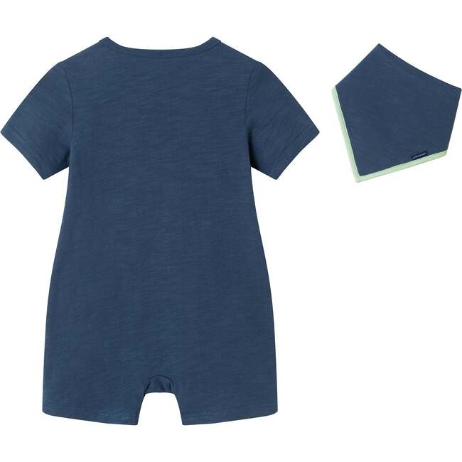 Infant Crocodile Graphic Knit Romper & Bib, Navy - Rompers - 2