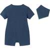 Infant Crocodile Graphic Knit Romper & Bib, Navy - Rompers - 2