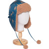 The Cozy Trapper Hat ,Skating Sloths Print with Curry Tan Sherpa Liner & Pompoms - Hats - 2