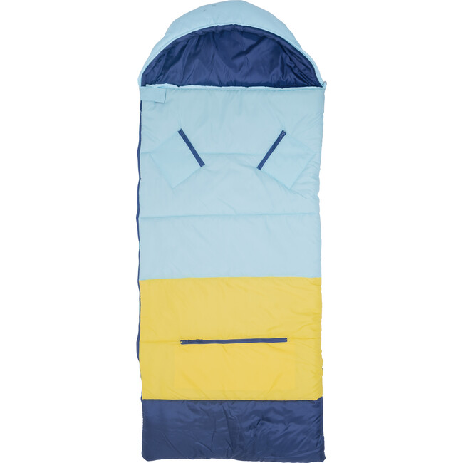 Sleep-N-Pack™ Big Kid Sleeping Bag Backpack, Color Block Cali Teal, Buttercup Yellow & Navy Blue - Sleepbags - 4