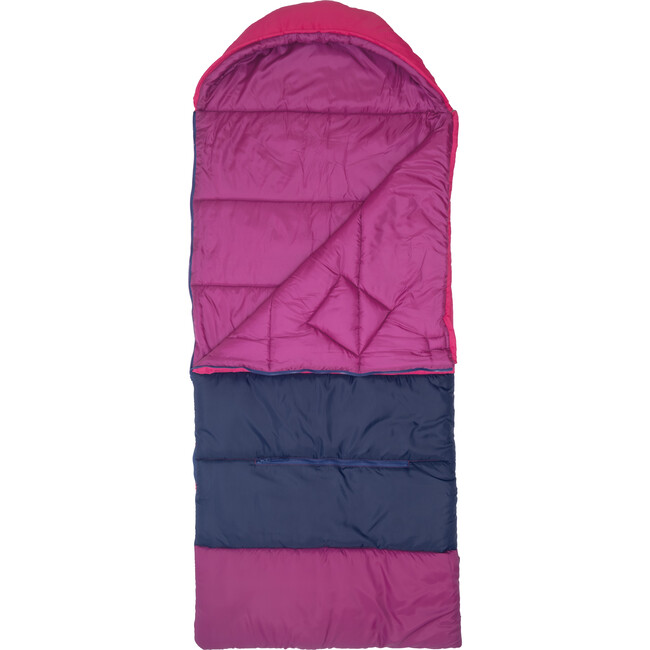 Sleep-N-Pack™  Big Kid Size Sleeping Bag Backpack ,Color Block Raspberry Sorbet, Navy & Winterberry - Sleepbags - 5