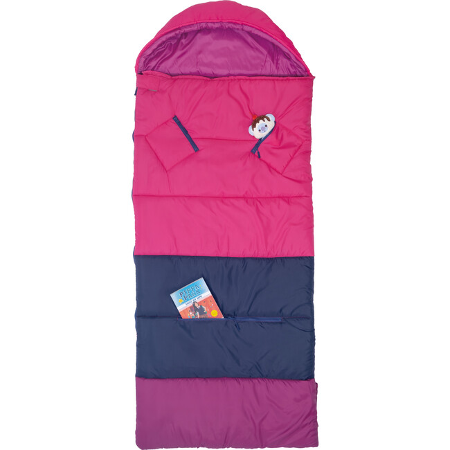 Sleep-N-Pack™  Big Kid Size Sleeping Bag Backpack ,Color Block Raspberry Sorbet, Navy & Winterberry - Sleepbags - 6