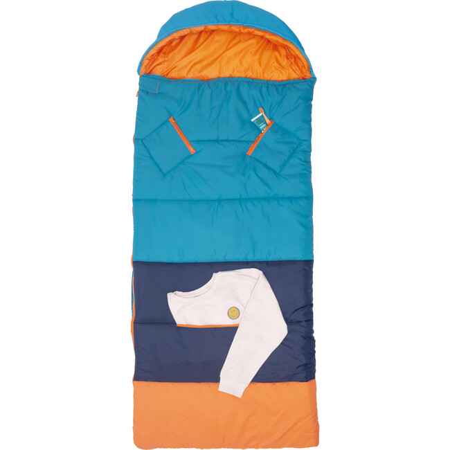 Sleep-N-Pack™ Big Kid Size Sleeping Bag Backpack ,Color Block Camp Collection: Enamel Blue, Persimmon & Navy Blue - Sleepbags - 8