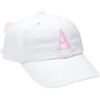 Customizable Bow Baseball Hat, White with Pink Bow - Hats - 1 - thumbnail