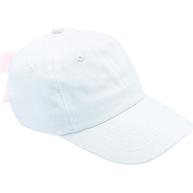 Customizable Bow Baseball Hat, White with Pink Bow - Hats - 4