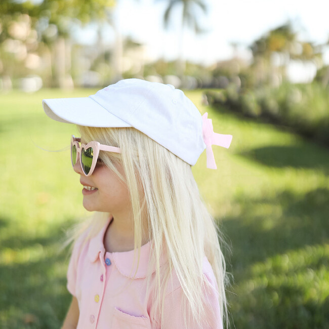 Customizable Bow Baseball Hat, White with Pink Bow - Hats - 5