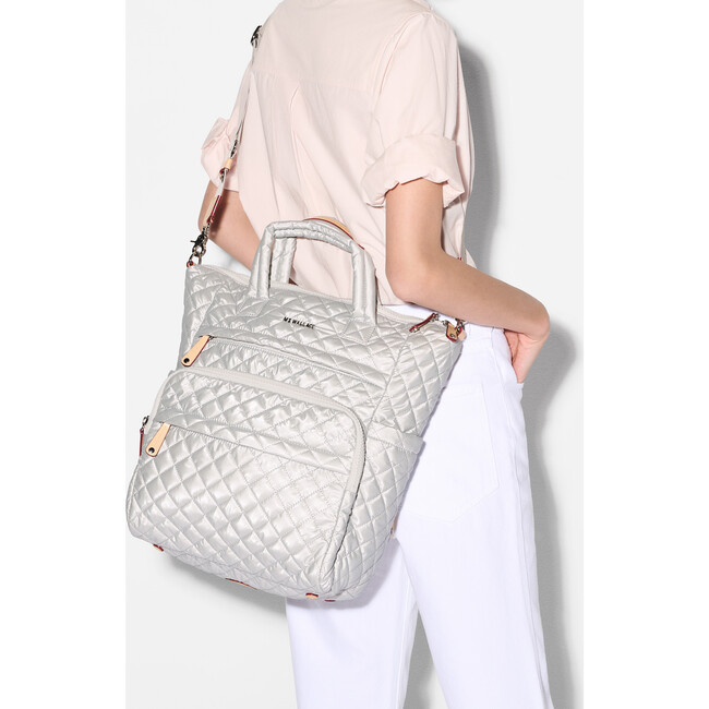Medium Metro Utility Backpack, Oyster Metallic - Bags - 4