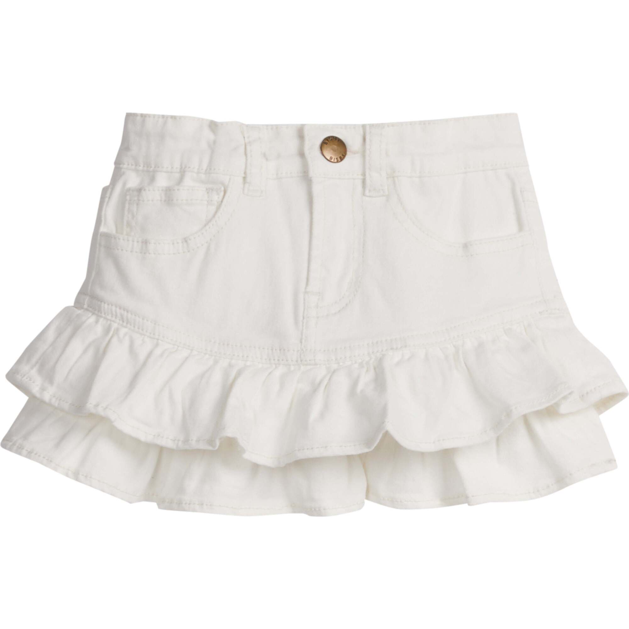 Denim Mini Skirt, Ivory - Skirts - 1