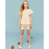 Seersucker Smocked Girl Blouse, Vanilla Yellow - Blouses - 4