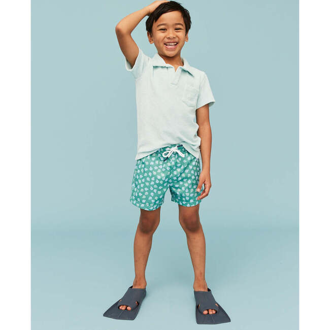 Terry Cotton Polo Shirt, Lagoon