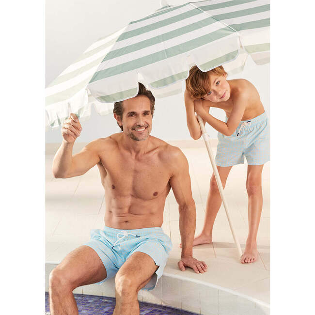 Men's Swim Shorts,Turquoise Geo - Swim Trunks - 2