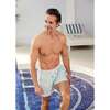 Men's Swim Shorts,Green Stripes - Swim Trunks - 2