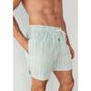Men's Swim Shorts,Green Stripes - Swim Trunks - 5
