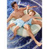 Men's Swim Shorts,Turquoise Geo - Swim Trunks - 5