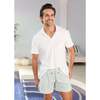 Men's Swim Shorts,Green Stripes - Swim Trunks - 7