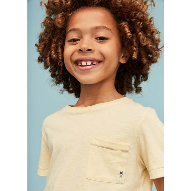 Linen Cotton T-Shirt, Vanilla Yellow - T-Shirts - 2