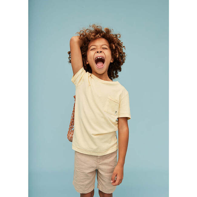 Linen Cotton T-Shirt, Vanilla Yellow - T-Shirts - 3