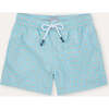 Boy's Swim Shorts, Turquoise Geo - Swim Trunks - 1 - thumbnail