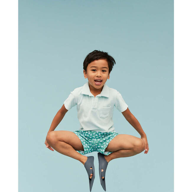 Boy's Swim Shorts, Green Puffer Fish - Swim Trunks - 4
