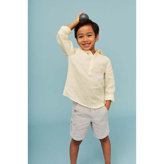 100% Linen Shirt, Vanilla Yellow - Button Downs - 2