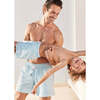 Boy's Swim Shorts, Turquoise Geo - Swim Trunks - 5