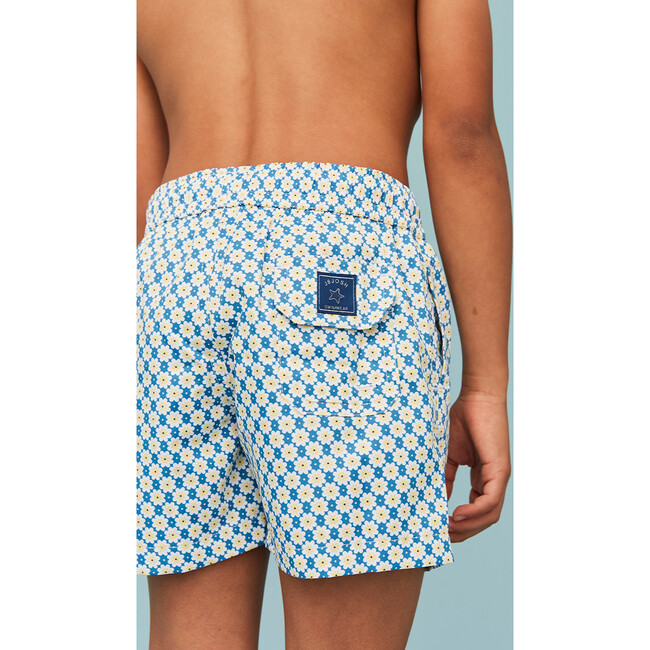 Boy's Swim Shorts, Blue Floral - Swim Trunks - 5