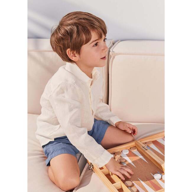 100% Linen Shirt, Off White - Button Downs - 5
