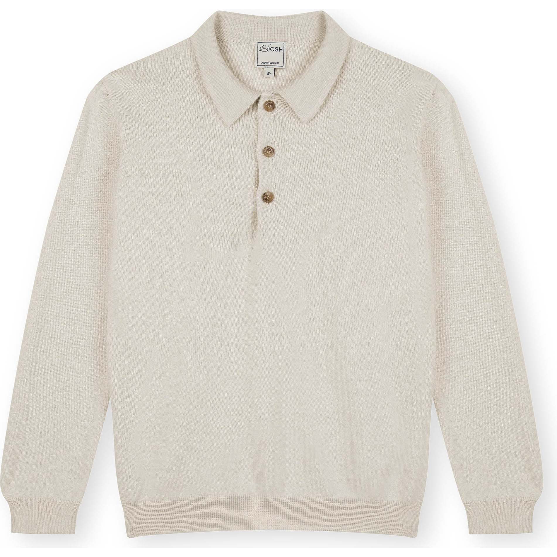 Polo Sweater, Beige - Sweaters - 1