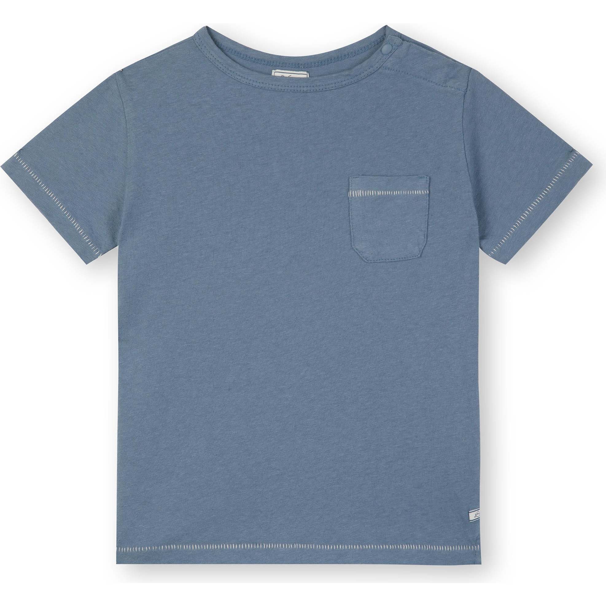 Linen Cotton T-Shirt, Horizon Blue - T-Shirts - 1