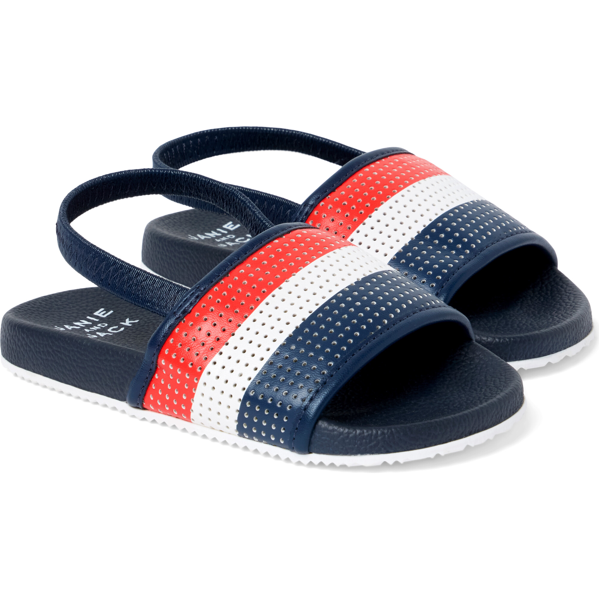 Striped Perforated Pool Slide - Sandals - 1