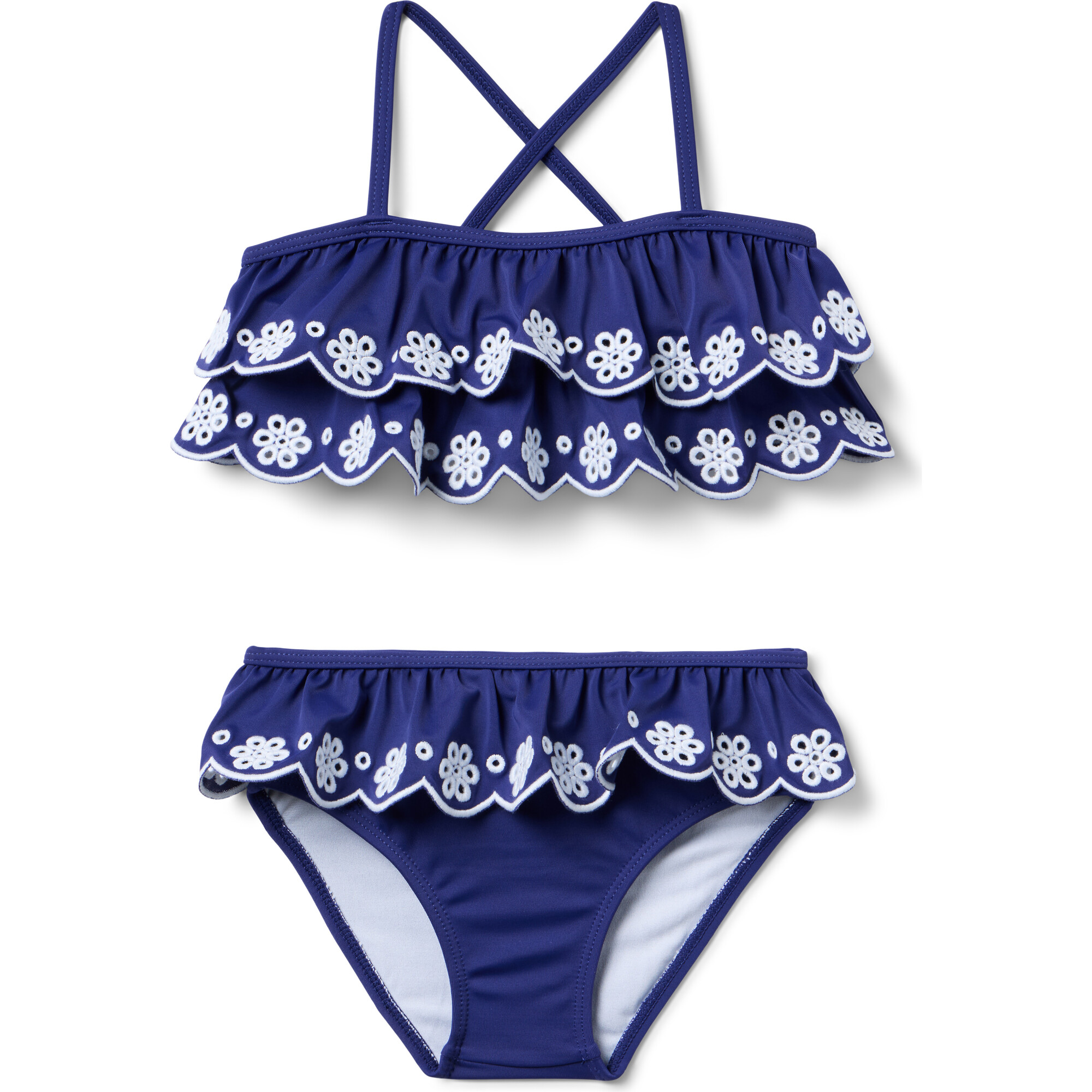 Recycled Eyelet Ruffle 2-Piece Swimsuit - Two Pieces - 1