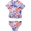 Recycled Floral Ruffle Rash Guard Swimsuit - Two Pieces - 2