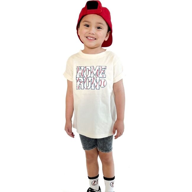Home Run Patch Short Sleeve T-Shirt, Natural - T-Shirts - 3