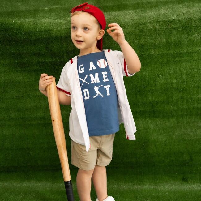 Baseball Game Day Short Sleeve T-Shirt, Indigo - T-Shirts - 2