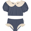 Miuccia Collared Swimsuit, Navy - One Pieces - 1 - thumbnail