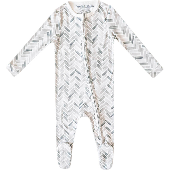 Alta Print 2-Way Zip-Up Footie, White