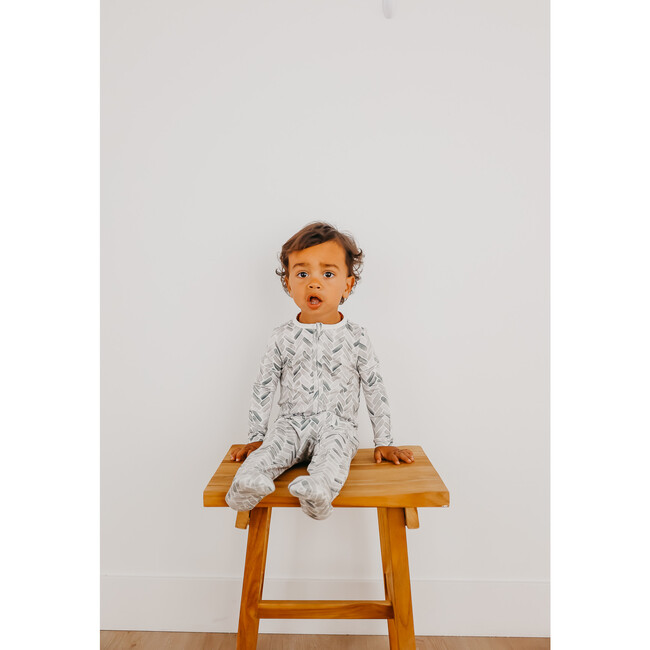 Alta Print 2-Way Zip-Up Footie, White - Footie Pajamas - 2