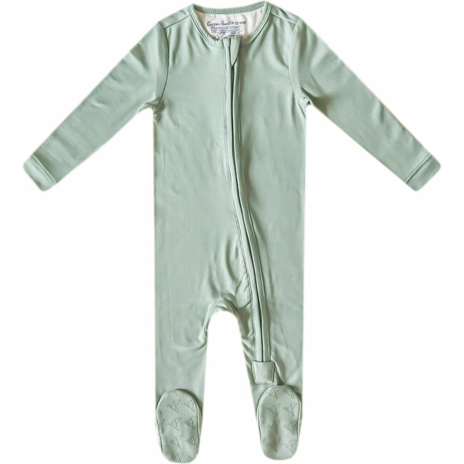 Briar Print 2-Way Zip-Up Footie, Green