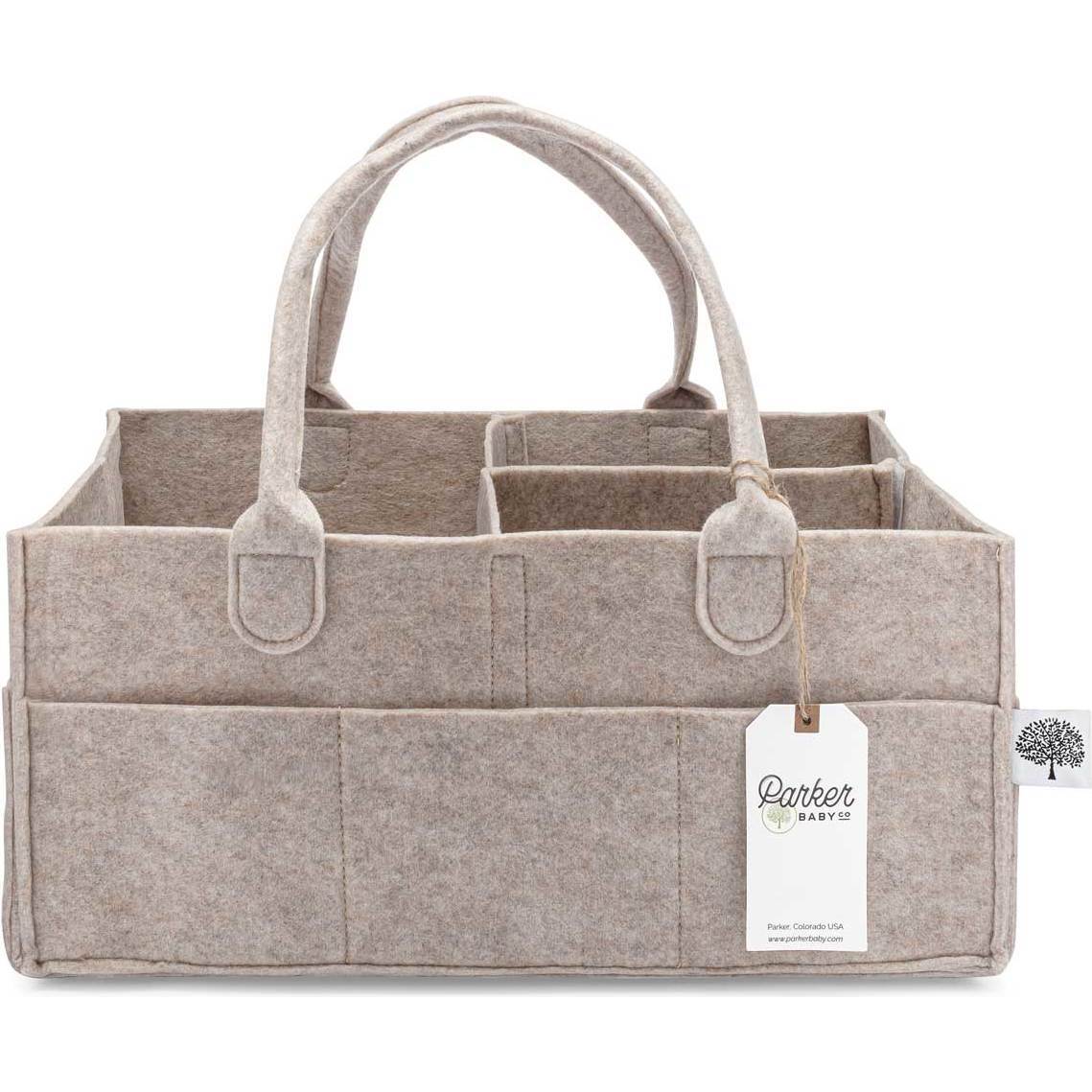 Durable Felt Removable Insert Diaper Caddy, Oatmeal - Storage - 1