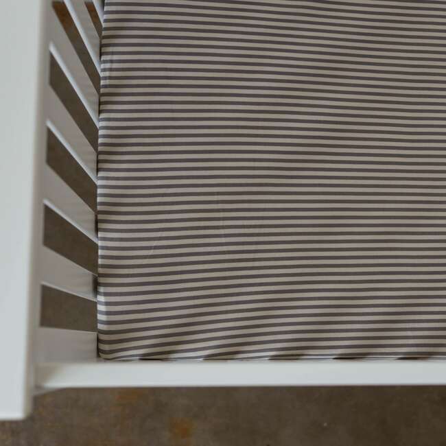 Crib Sheet, Pewter Stripe - Crib Sheets - 3