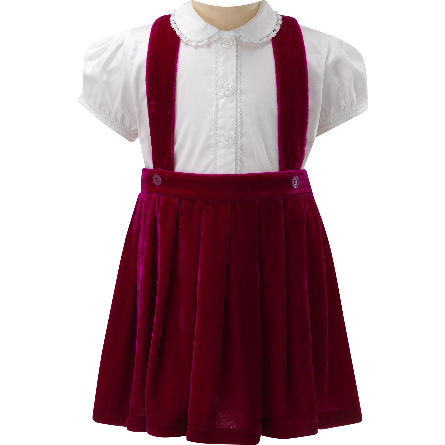 Eloise Silk Velvet Pinafore Set, Pink - Mixed Apparel Set - 1
