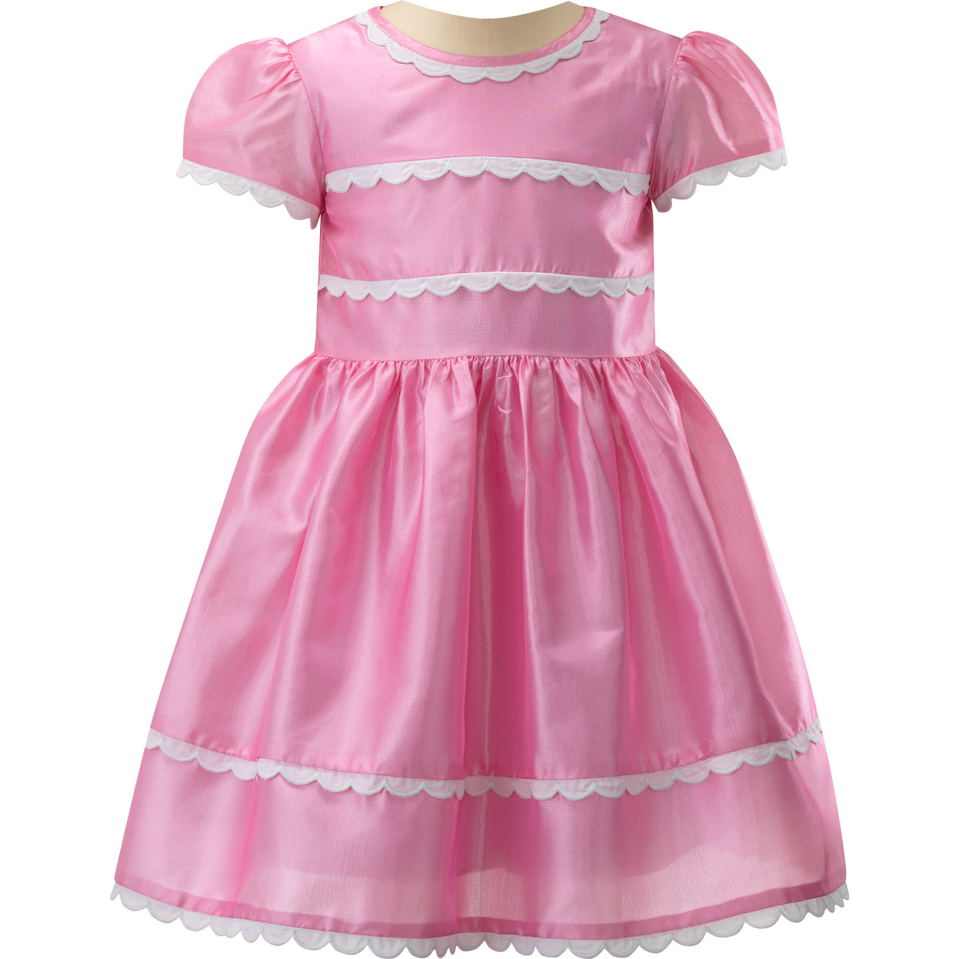 Eloise Taffeta Scalloped Dress, Pink - Dresses - 1