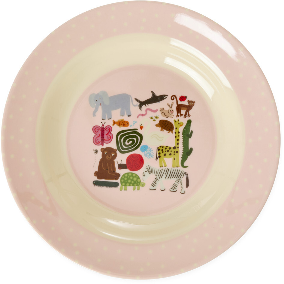 Melamine Kids Bowl with Wildlife Print - Pink - 8.4 oz - Tableware - 1