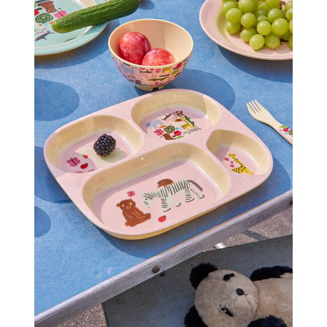 Melamine Baby Dinner Set in Gift Box - Wildlife Print - Pink - 4 pcs - Tableware - 2