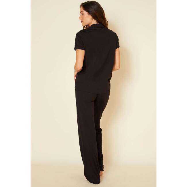 Short Sleeve Top & Pant Pajama Set Black/Black - Pajamas - 2